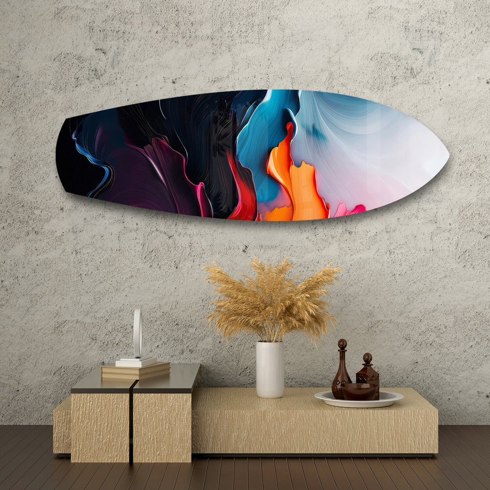 Midnight Bloom Abstract Paint Glass Wall Art.