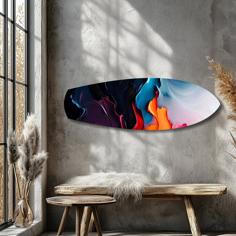 Midnight Bloom Abstract Paint Glass Wall Art.