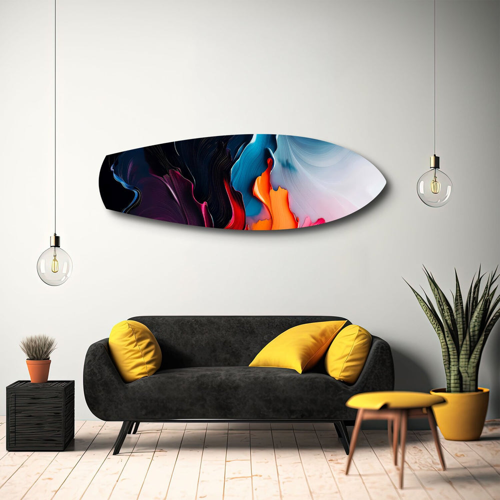 Midnight Bloom Abstract Paint Glass Wall Art.