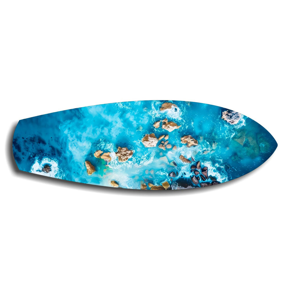 Aerial Reef Turquoise Ocean Glass Wall Art.