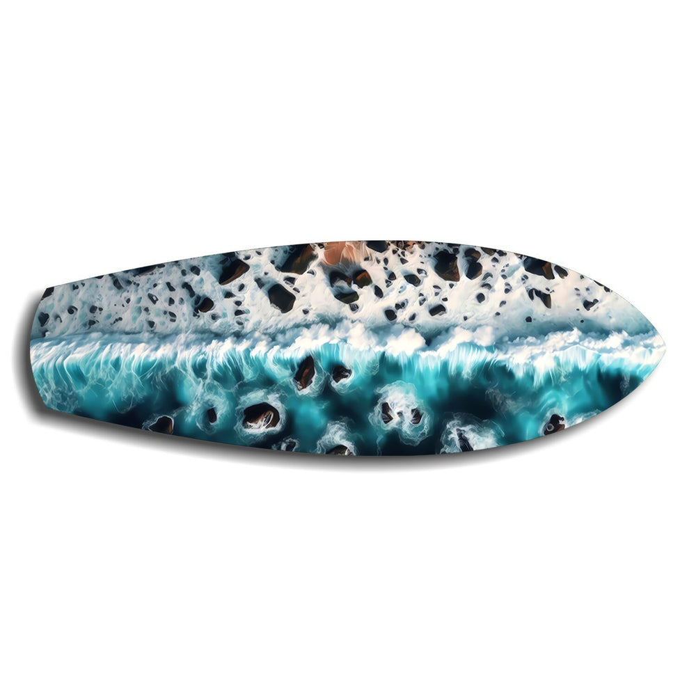 Crashing Wave Aerial Ocean Glass Wall Art.