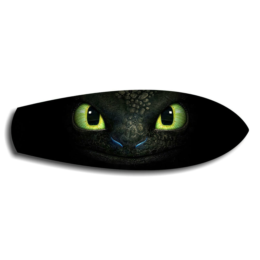 Black Dragon Green Eyes Glass Wall Art.
