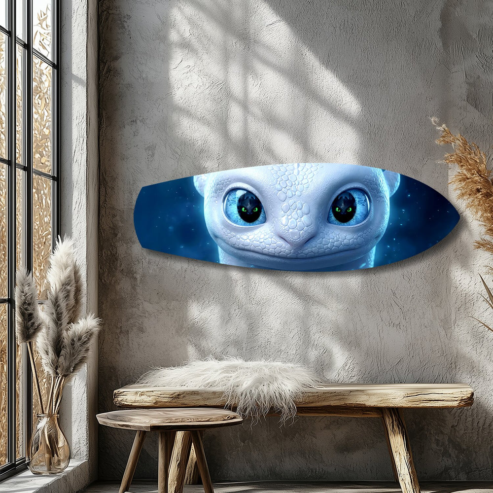 White Dragon Blue Eyes Glass Wall Art.