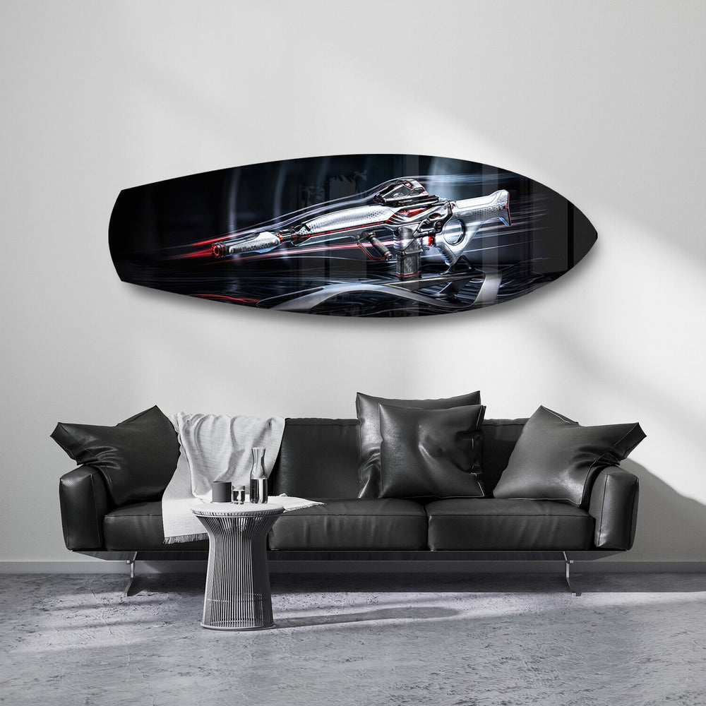 Futuristic Sci-Fi Rifle Glass Wall Art.