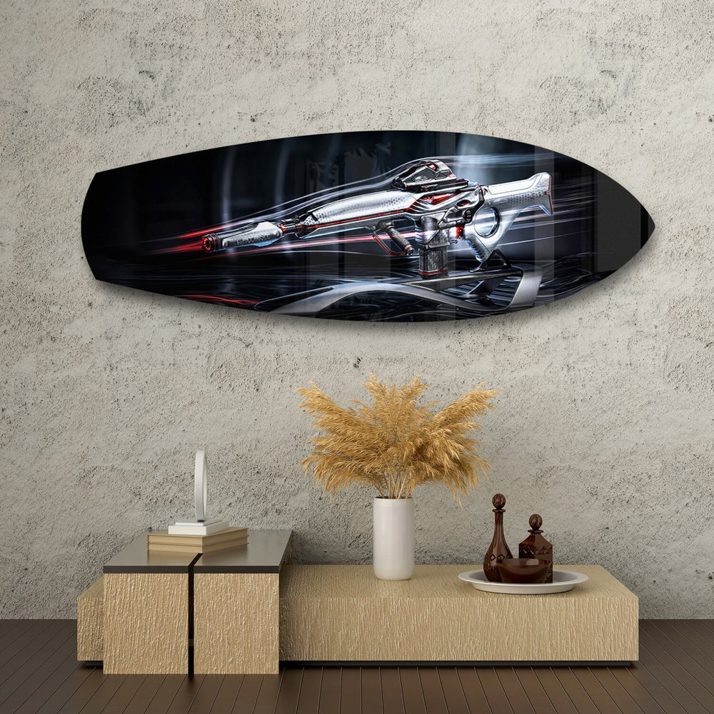 Futuristic Sci-Fi Rifle Glass Wall Art.