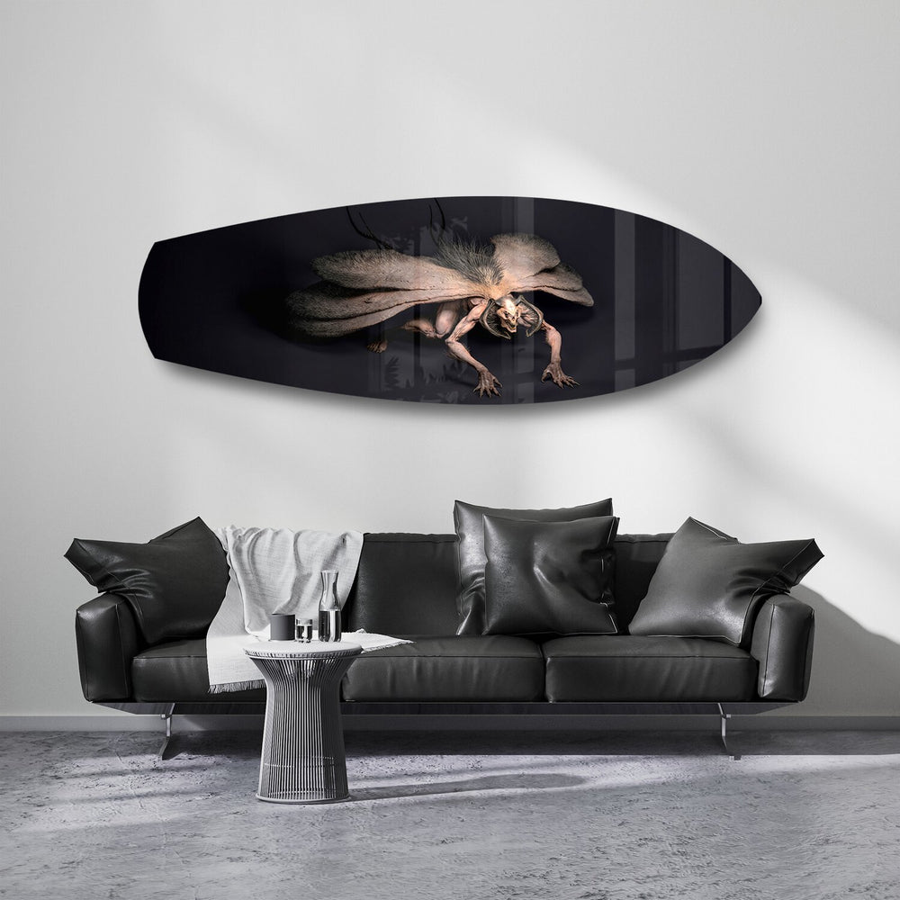Dark Horned Creature Fantasy Glass Wall Art.