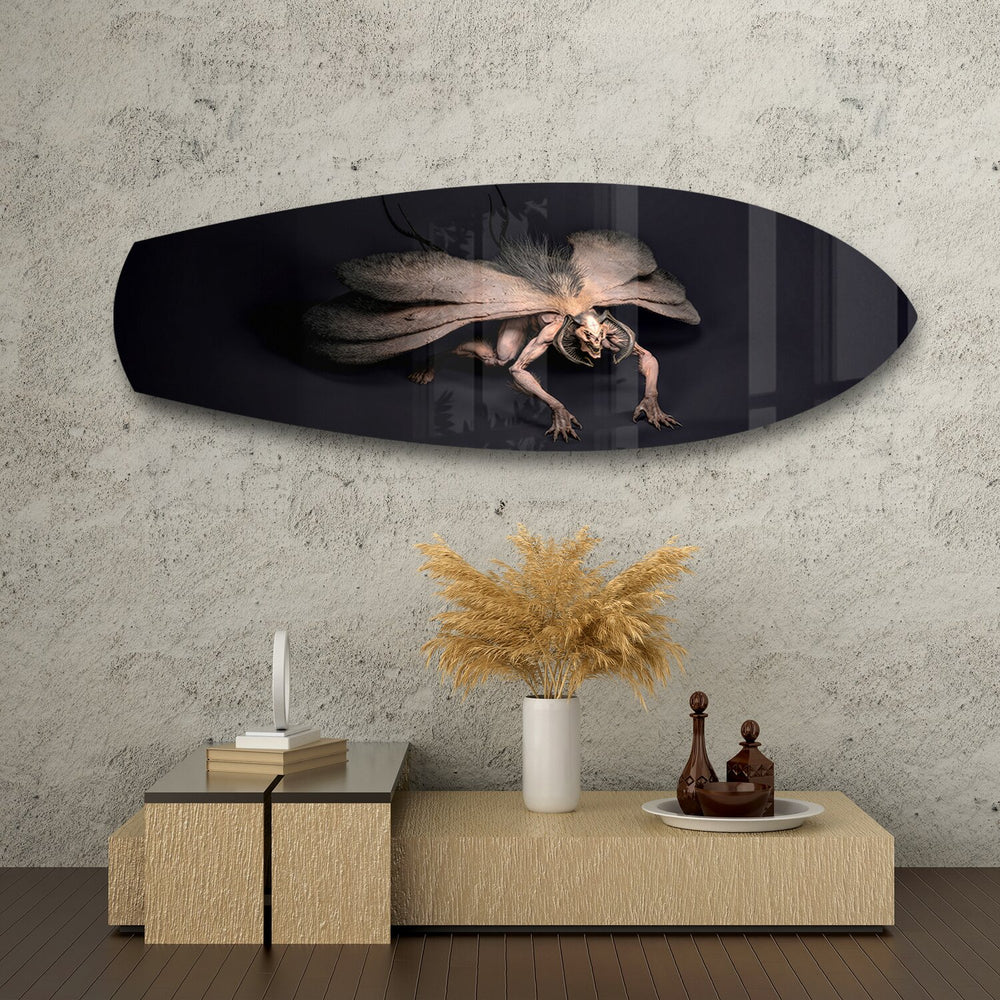 Dark Horned Creature Fantasy Glass Wall Art.