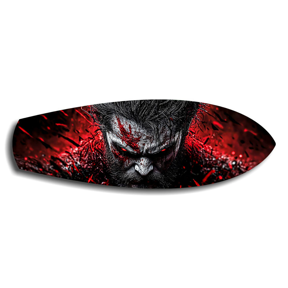 Brutal Warrior Bloody Portrait Glass Wall Art.