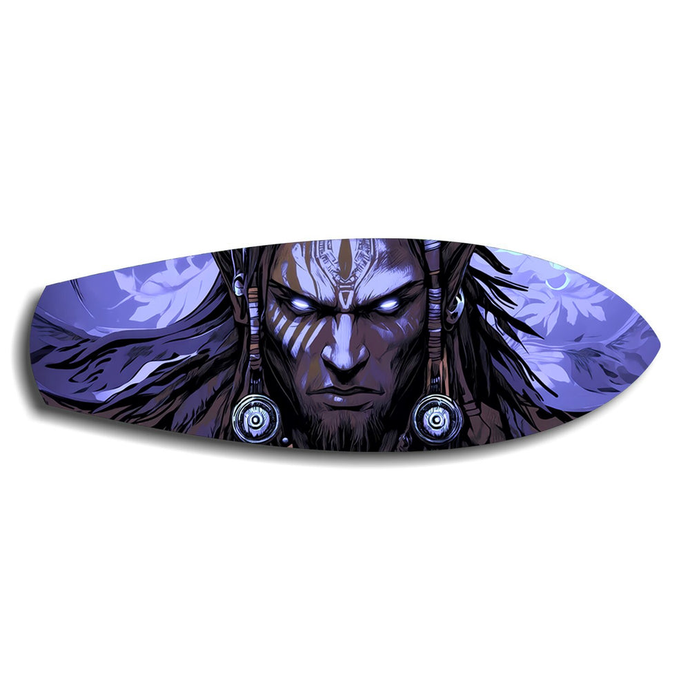 Tribal Chief Warrior Comic Glass Wall Art.