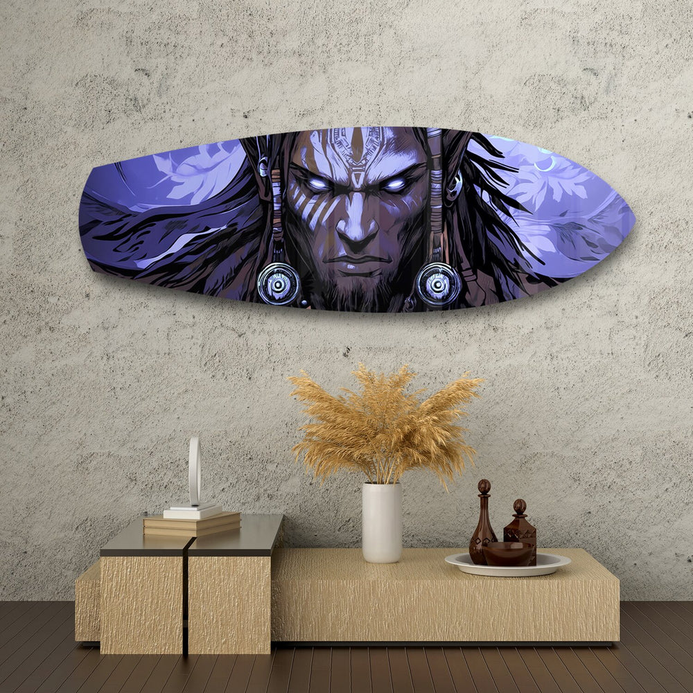Tribal Chief Warrior Comic Glass Wall Art.