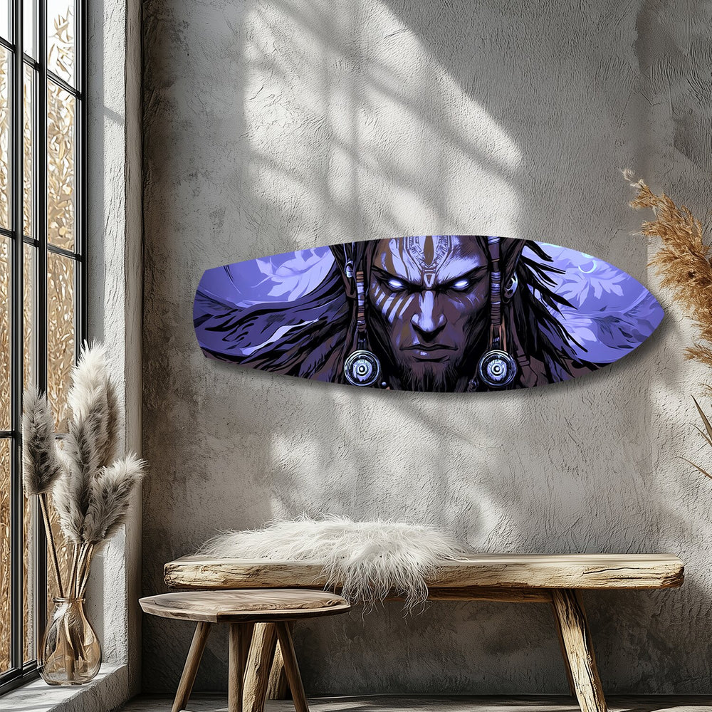 Tribal Chief Warrior Comic Glass Wall Art.