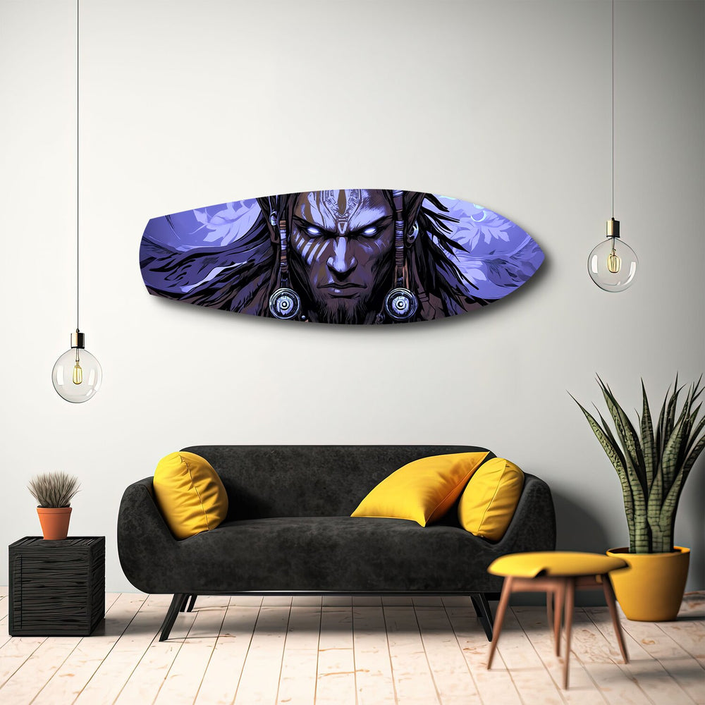 Tribal Chief Warrior Comic Glass Wall Art.