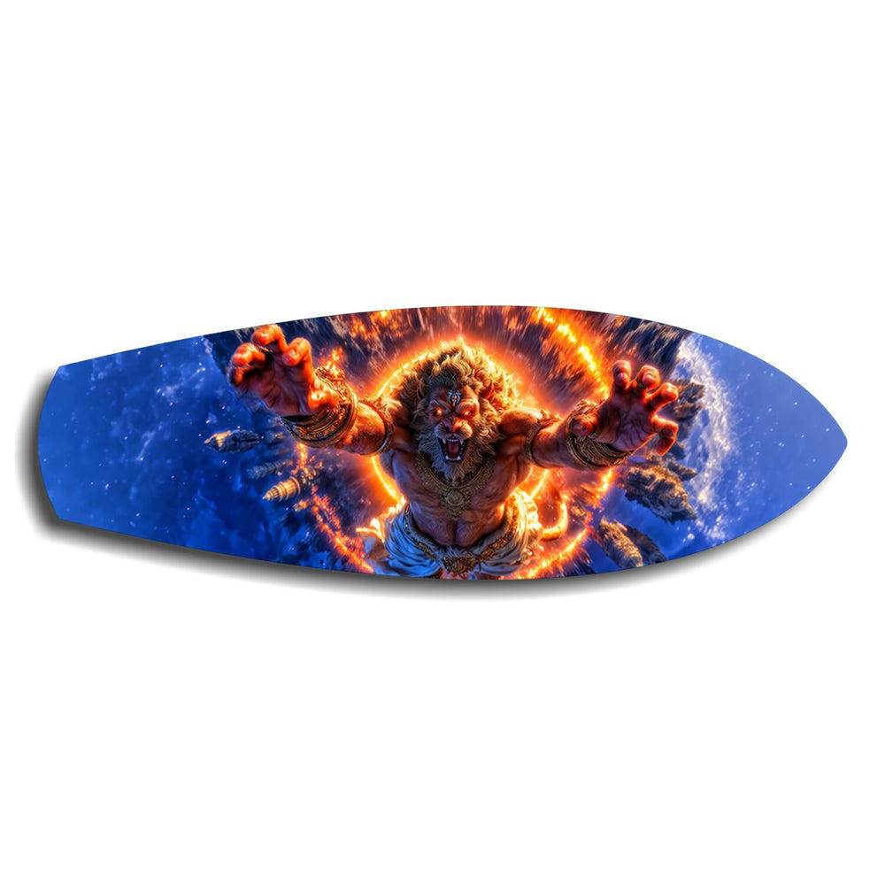 Lion God Mythology Fire Portal Glass Wall Art.