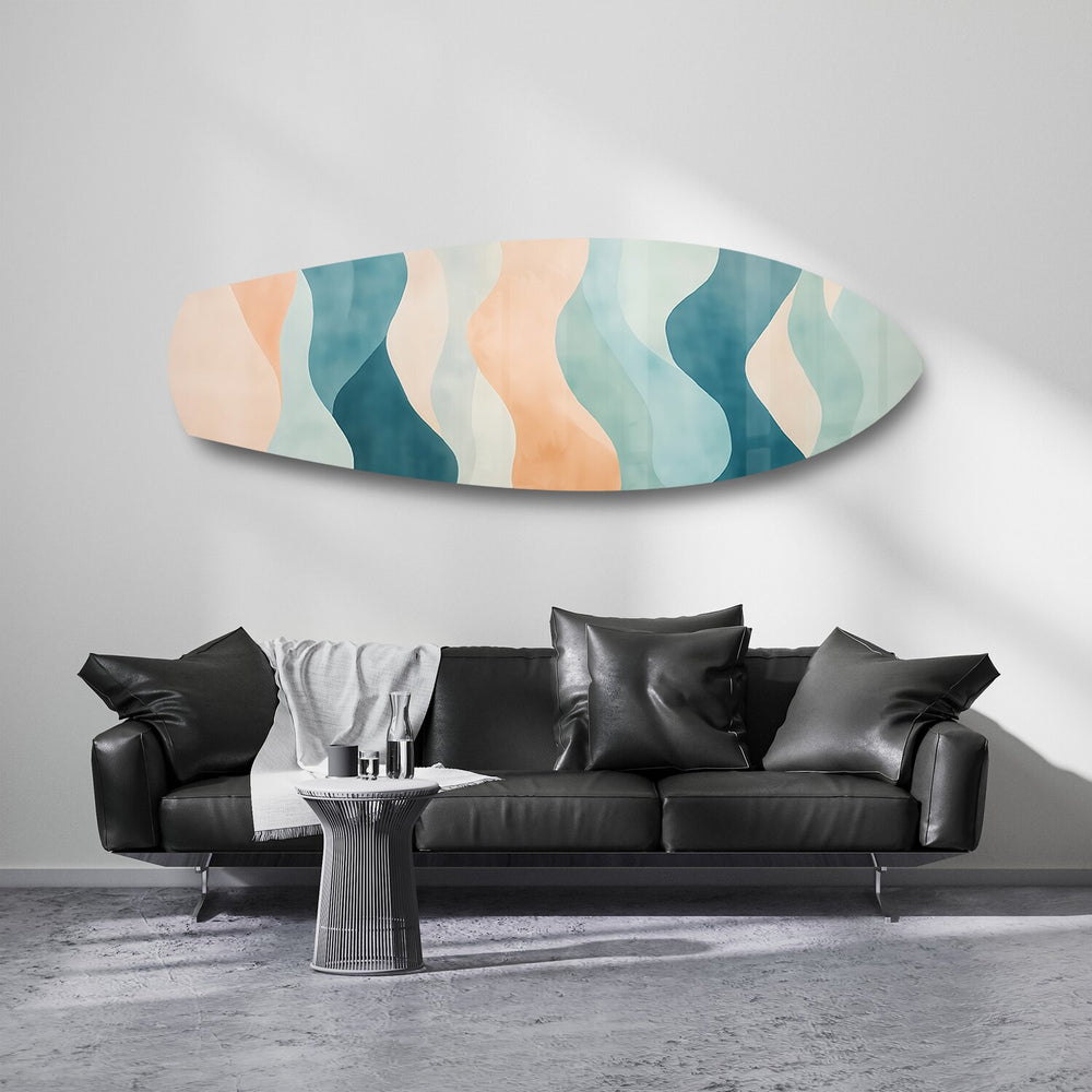 Pastel Boho Waves Abstract Glass Wall Art.