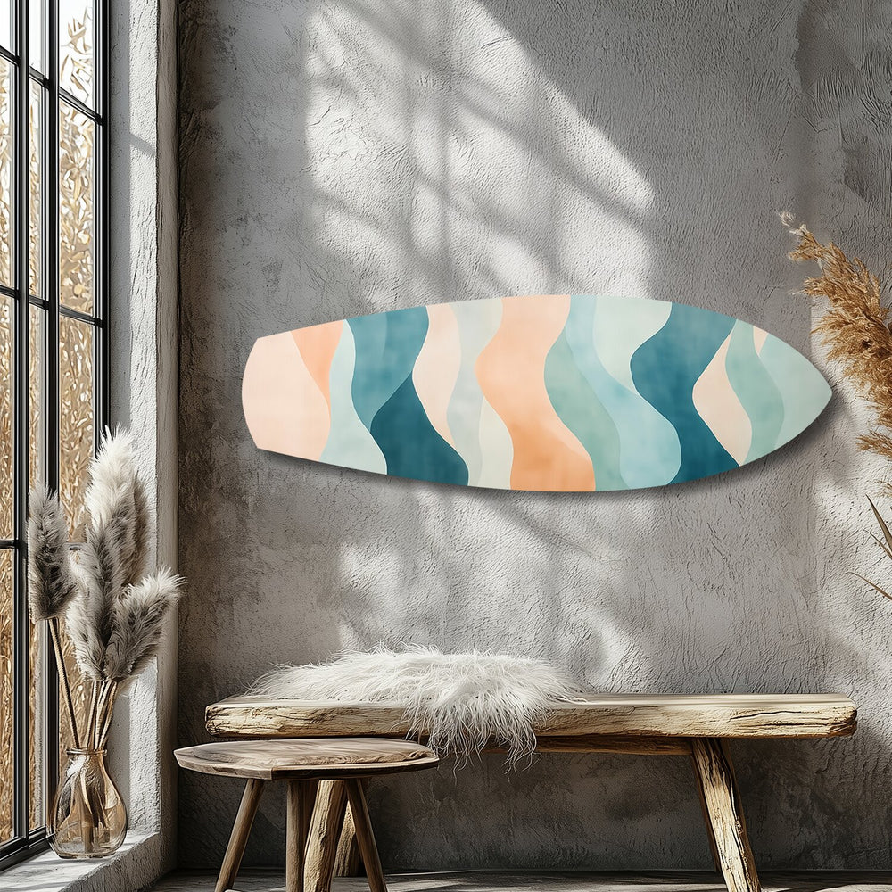 Pastel Boho Waves Abstract Glass Wall Art.