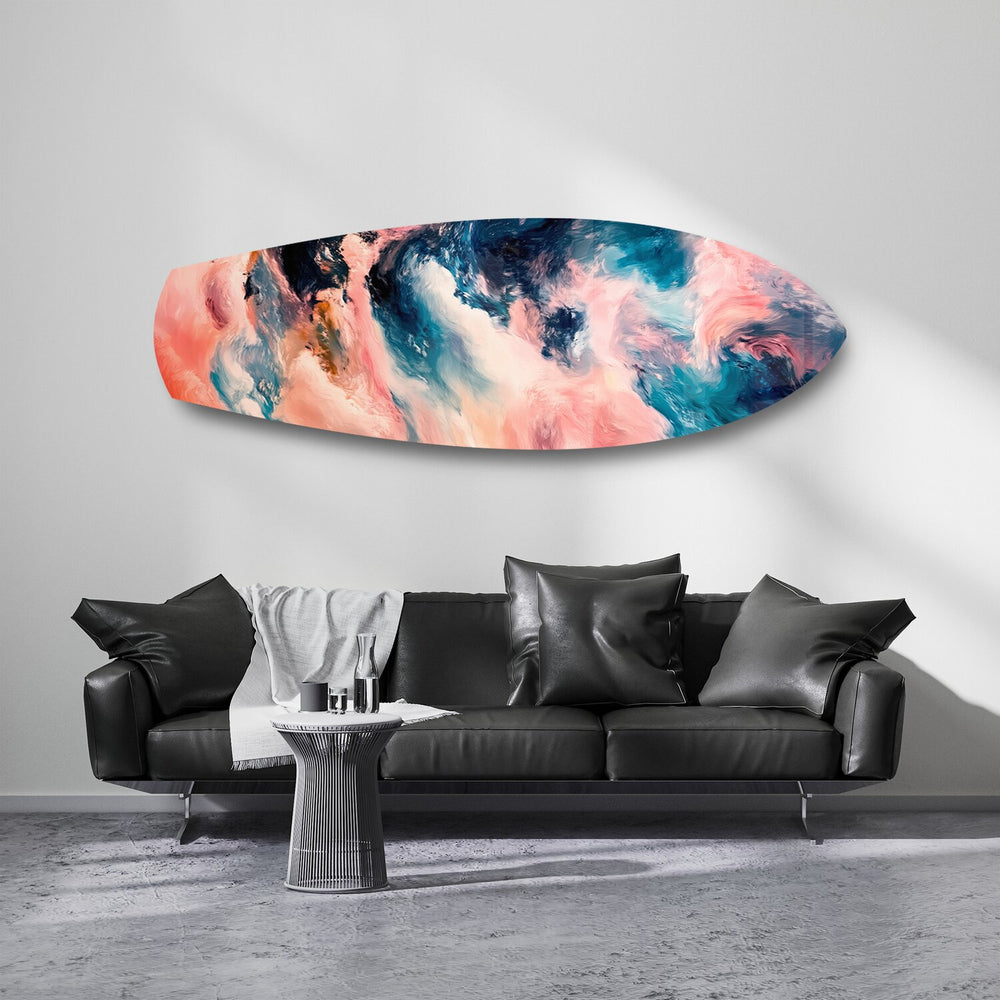 Pink and Blue Marble Swirl Glass Wall Art.