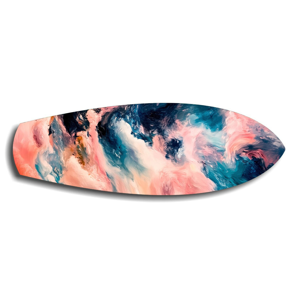 Pink and Blue Marble Swirl Glass Wall Art.