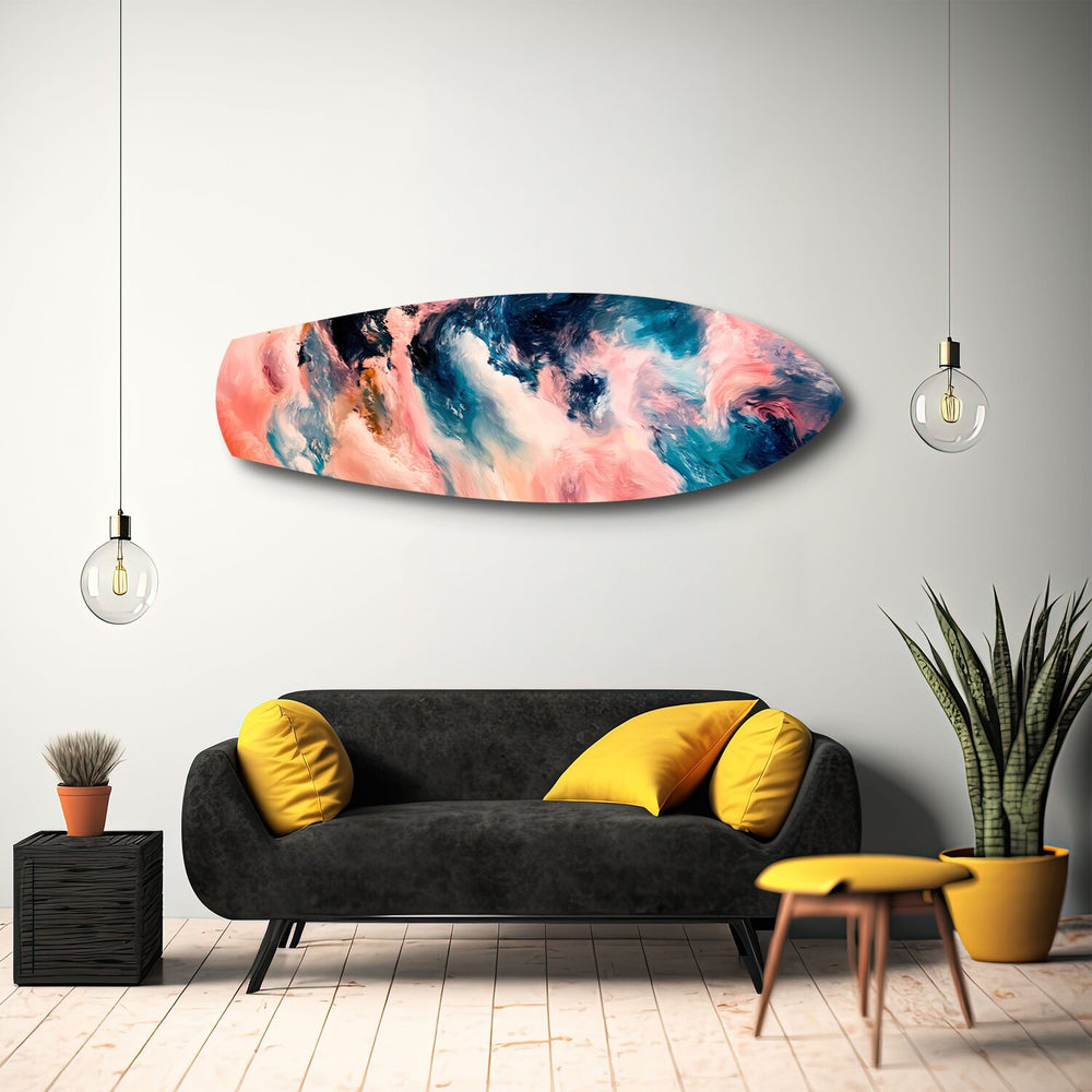 Pink and Blue Marble Swirl Glass Wall Art.
