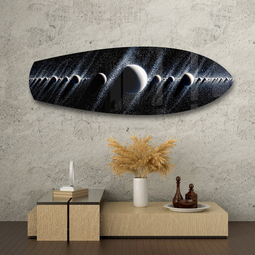 Planetary Alignment Galaxy Glass Wall Art.