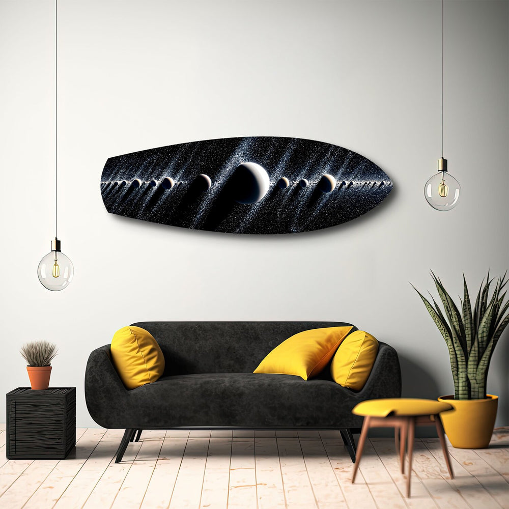 Planetary Alignment Galaxy Glass Wall Art.
