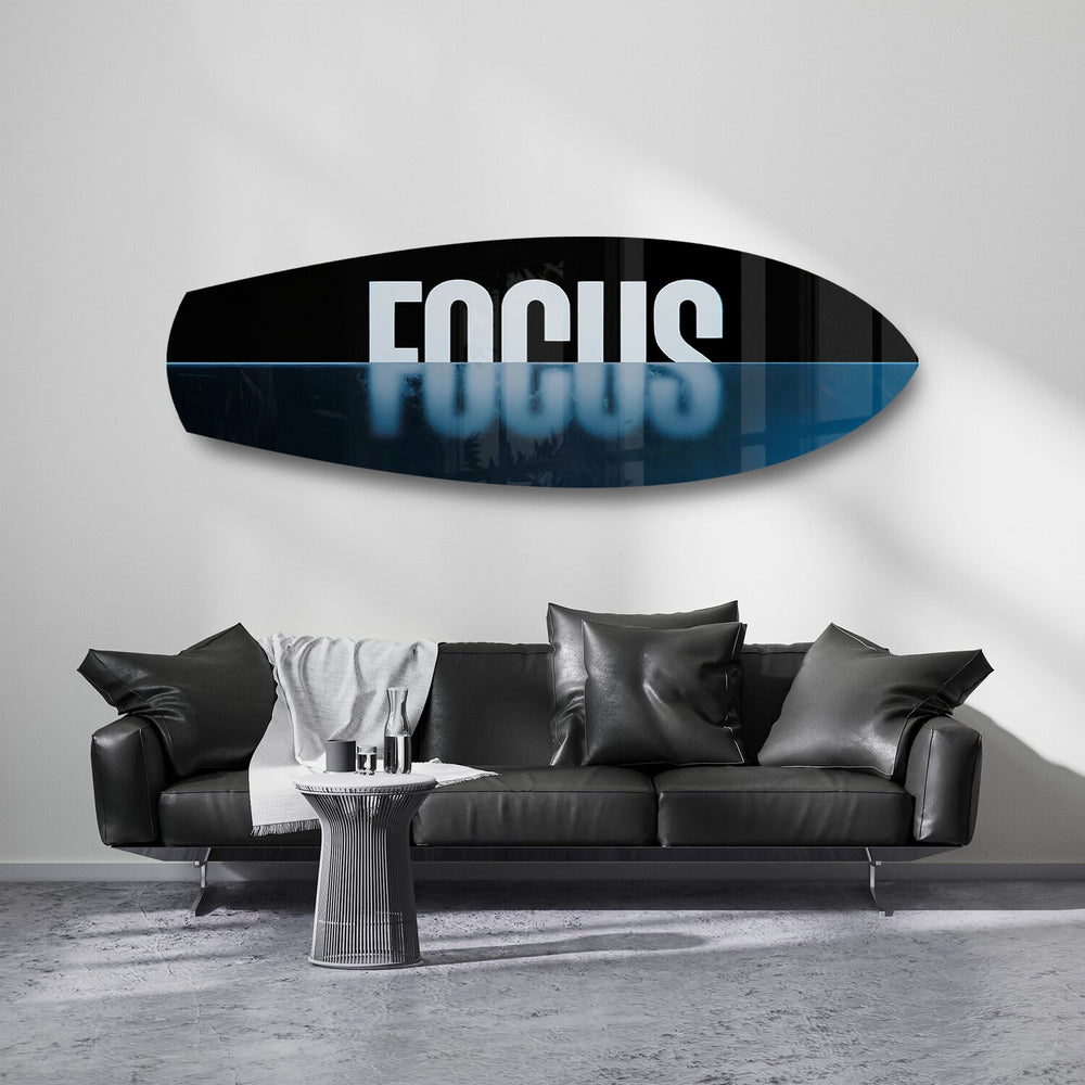 FOCUS Typography Motivational Glass Wall Art.