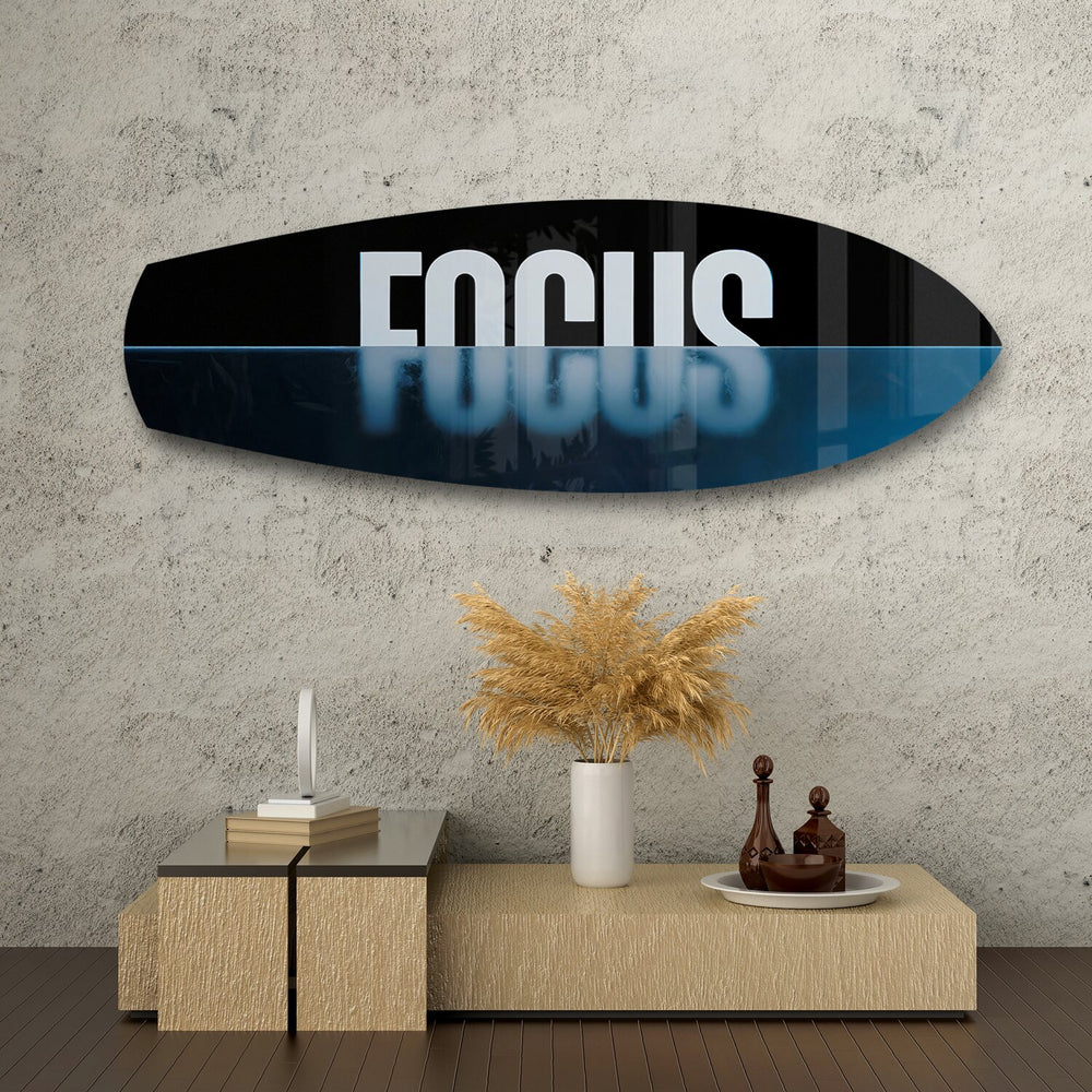FOCUS Typography Motivational Glass Wall Art.