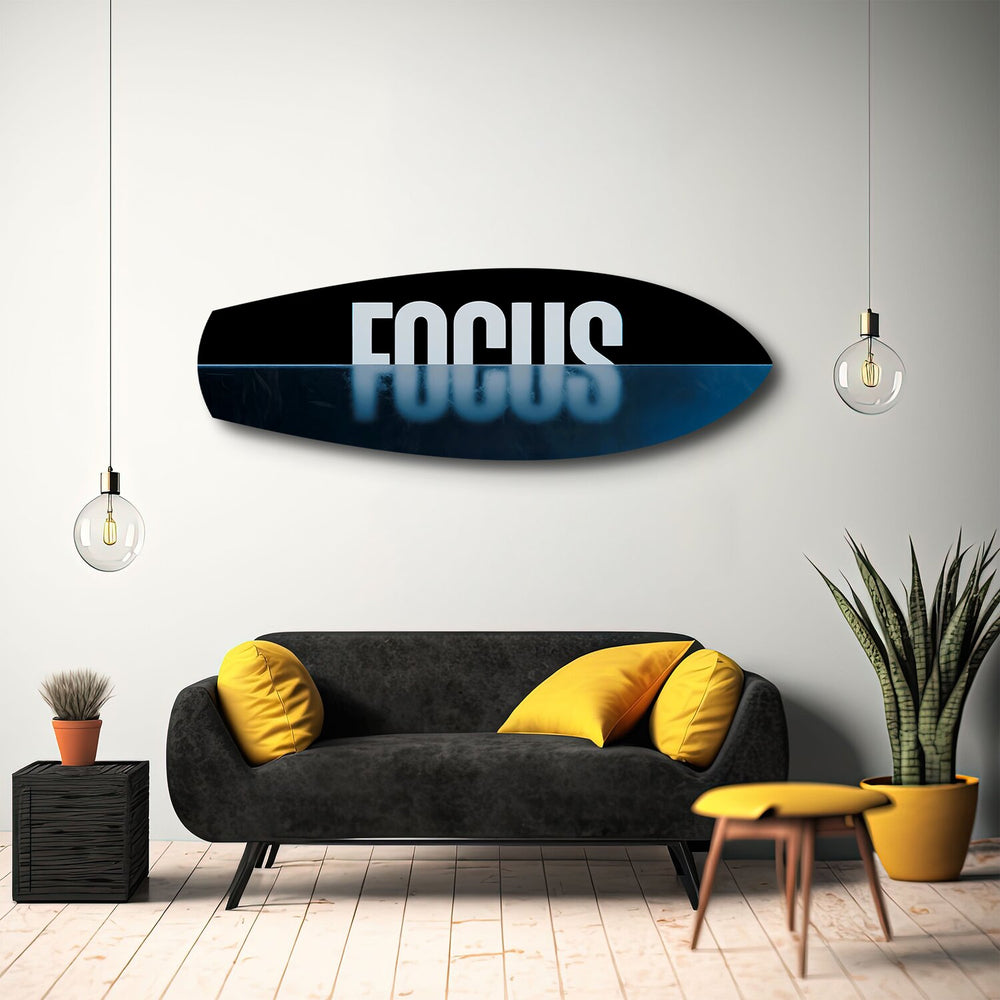 FOCUS Typography Motivational Glass Wall Art.