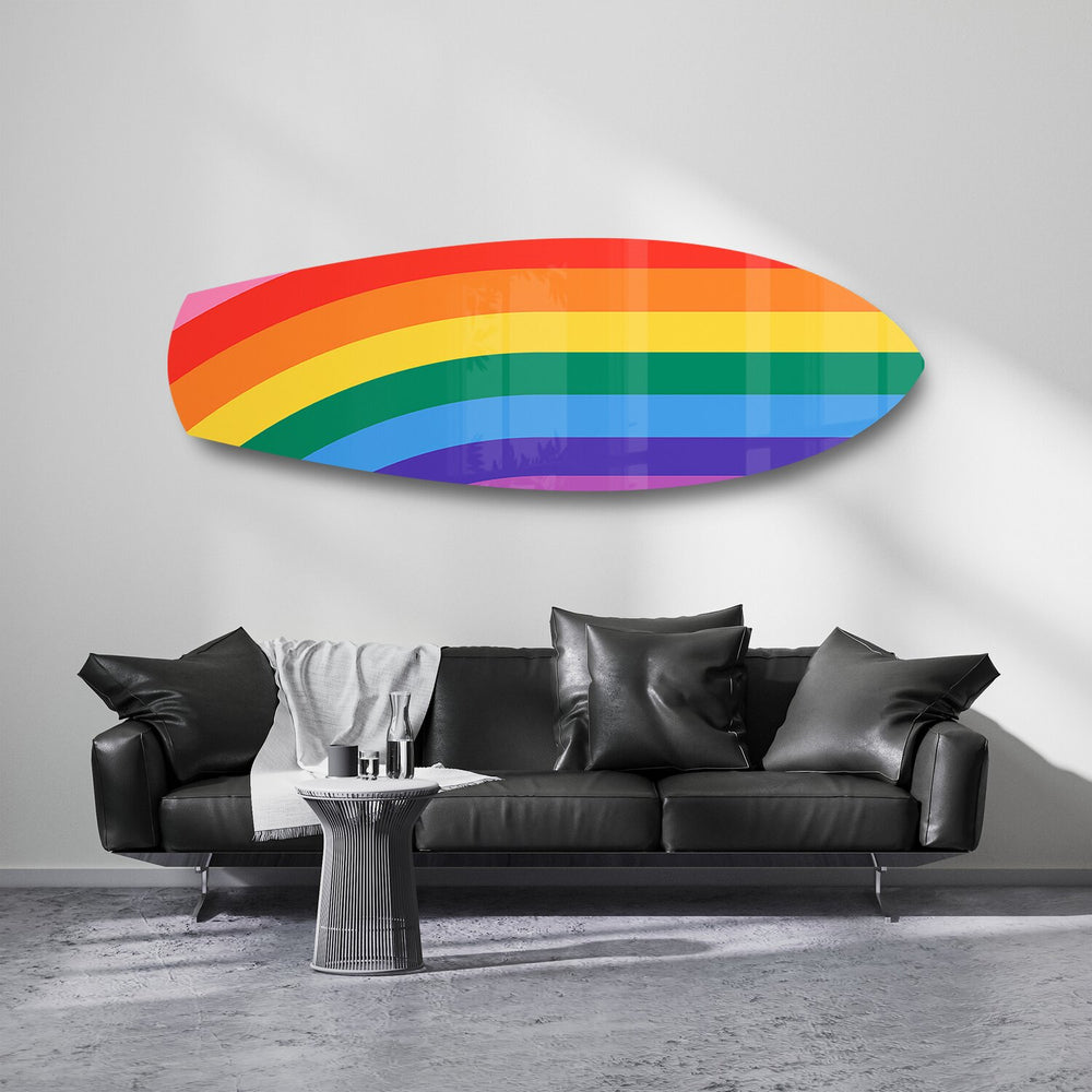 Rainbow Pride Stripes Glass Wall Art.