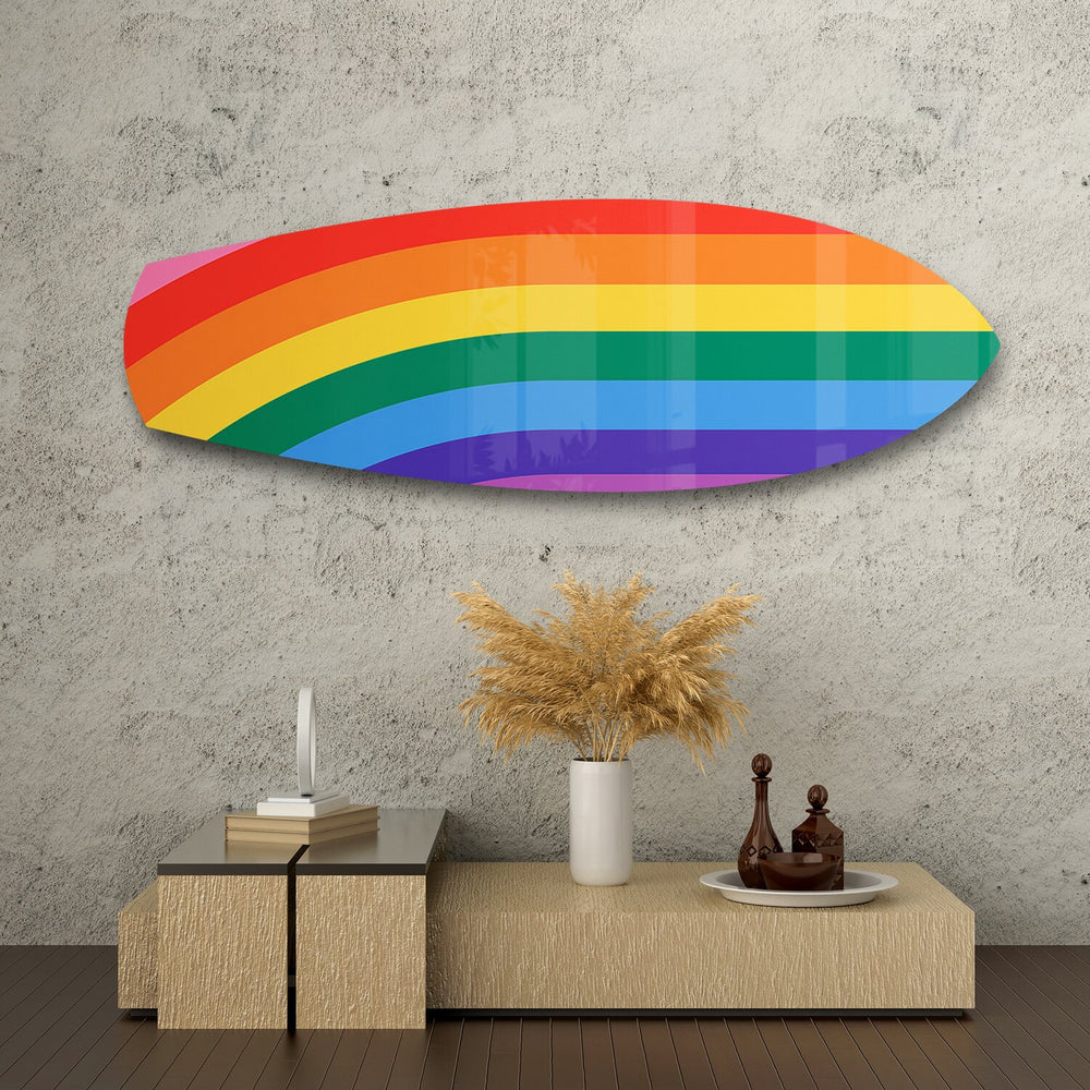 Rainbow Pride Stripes Glass Wall Art.