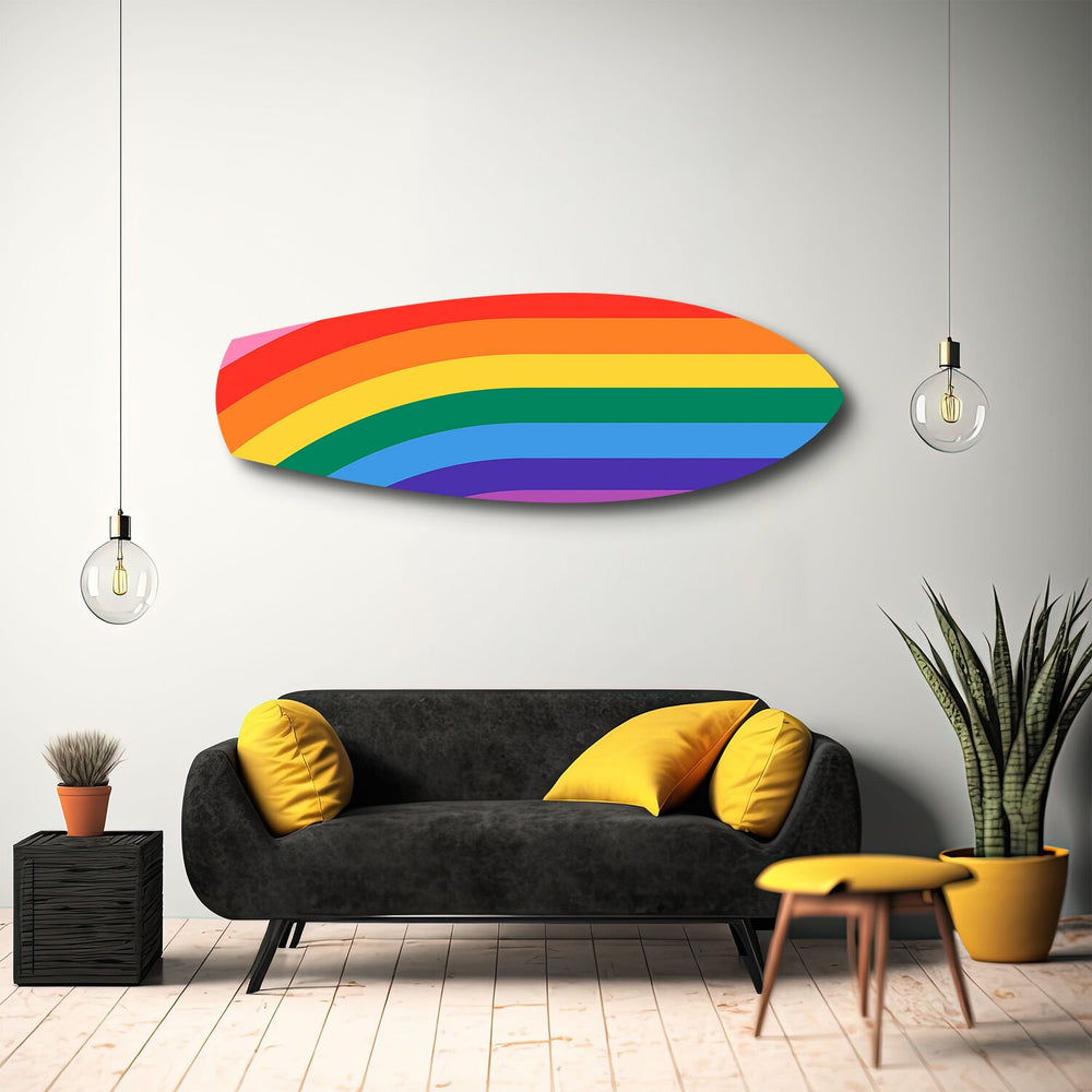 Rainbow Pride Stripes Glass Wall Art.