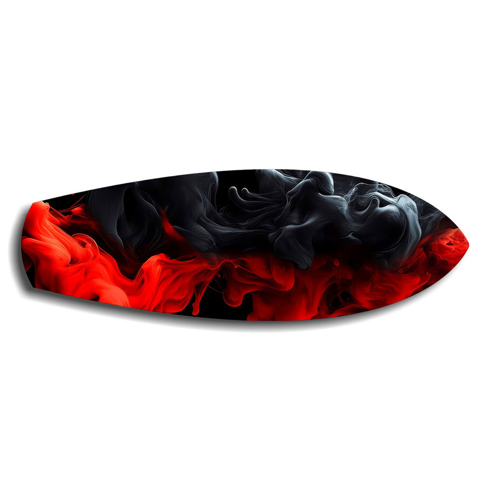 Red and Black Smoke Abstract Glass Wall Art.
