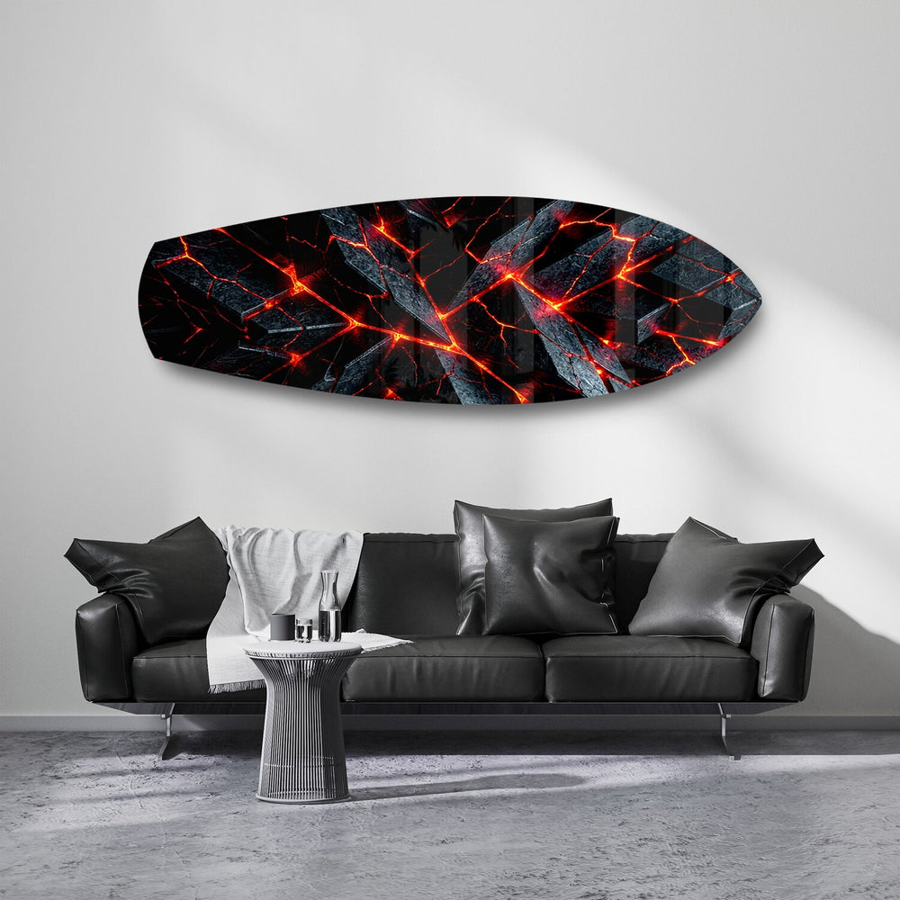 Molten Lava Cracked Stone Glass Wall Art.
