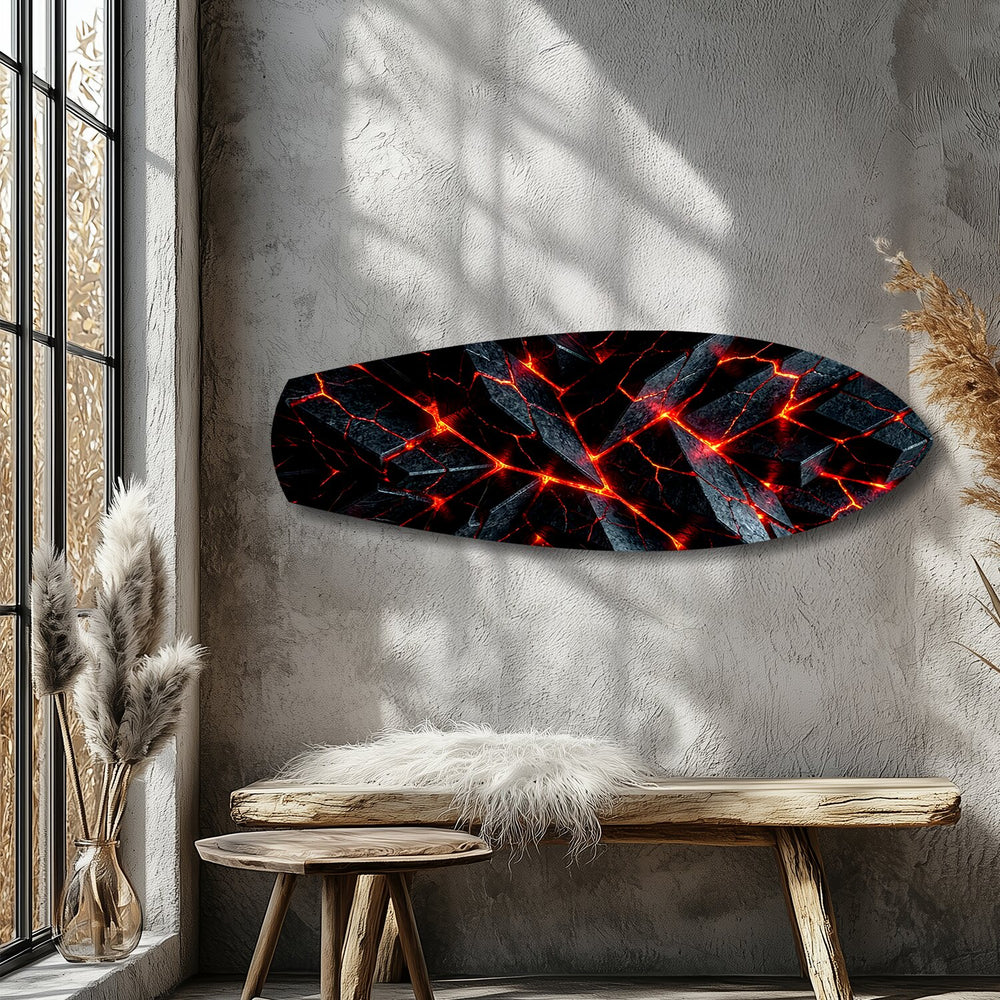 Molten Lava Cracked Stone Glass Wall Art.