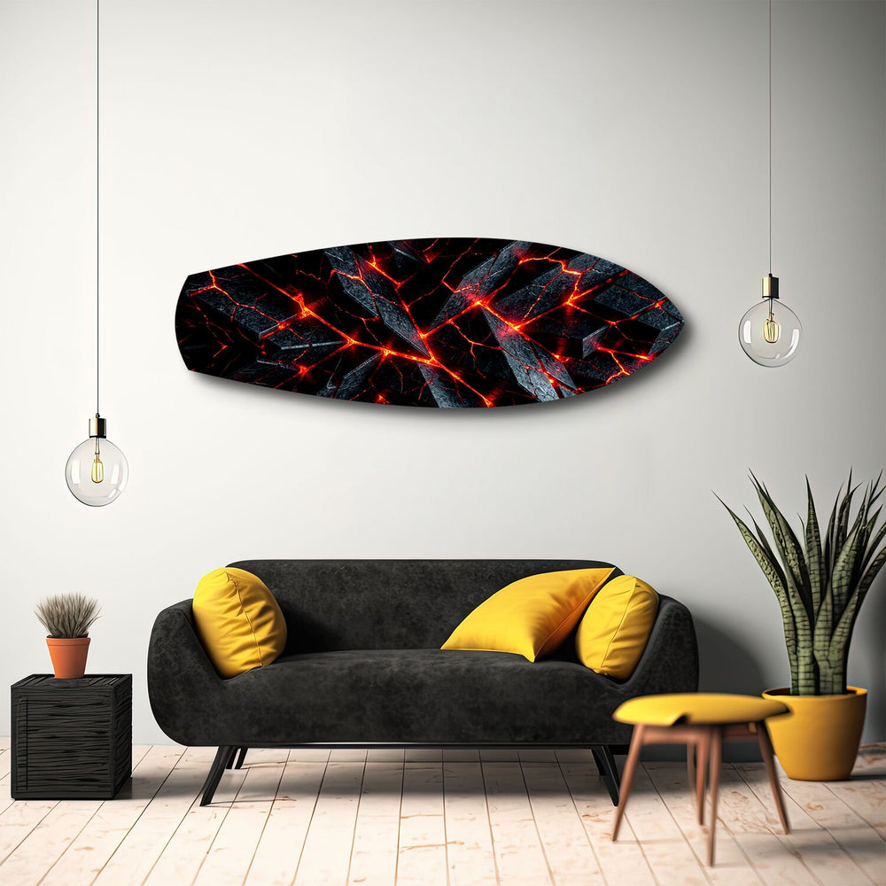 Molten Lava Cracked Stone Glass Wall Art.