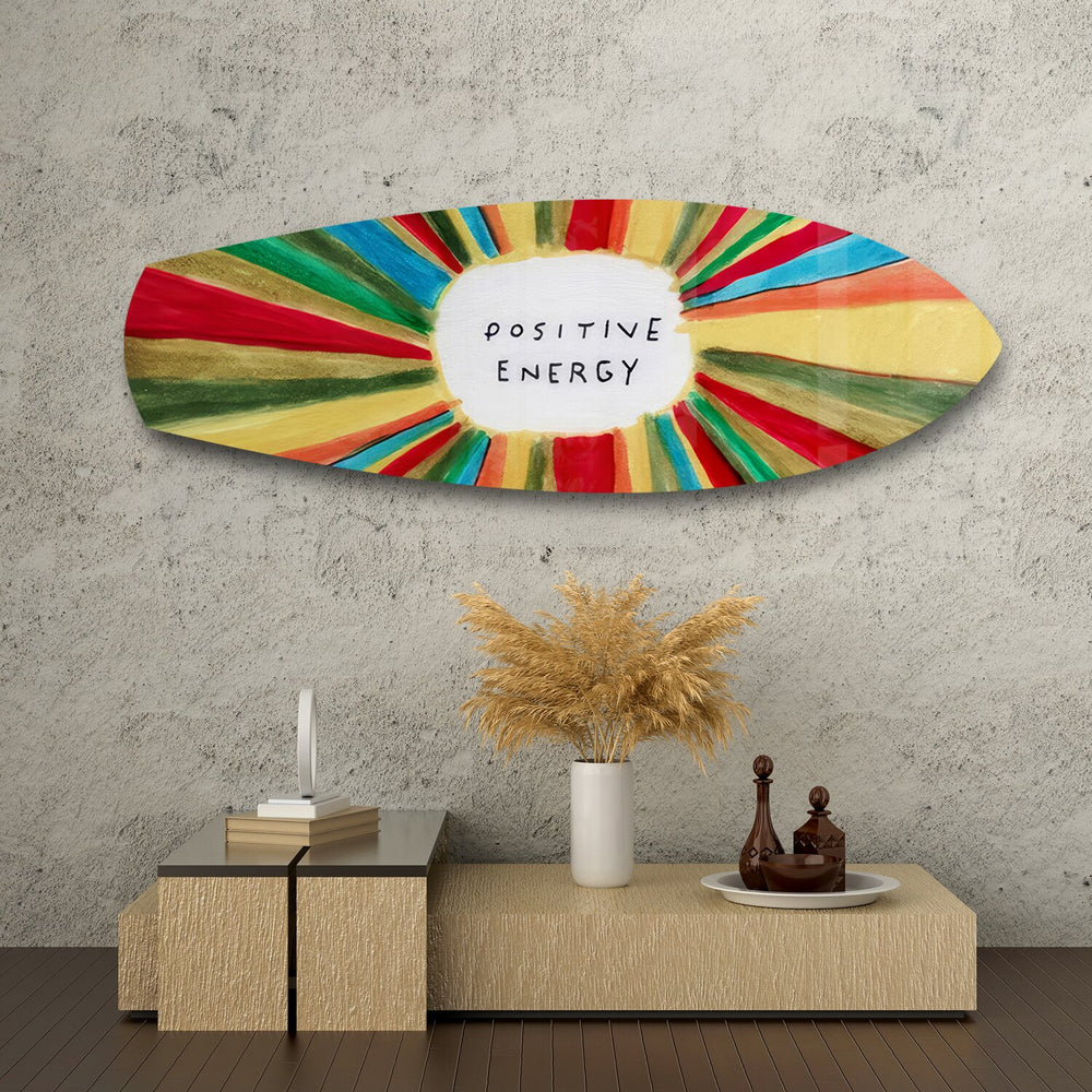 Positive Energy Colorful Sunburst Glass Wall Art.