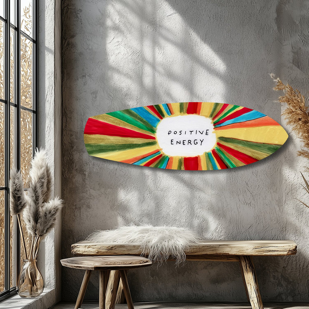 Positive Energy Colorful Sunburst Glass Wall Art.