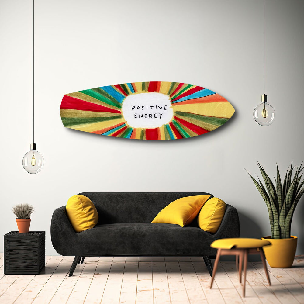 Positive Energy Colorful Sunburst Glass Wall Art.