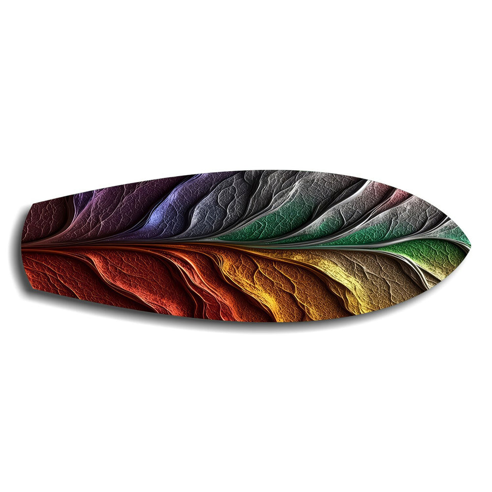 Rainbow Textured Leaf Abstract Glass Wall Art.