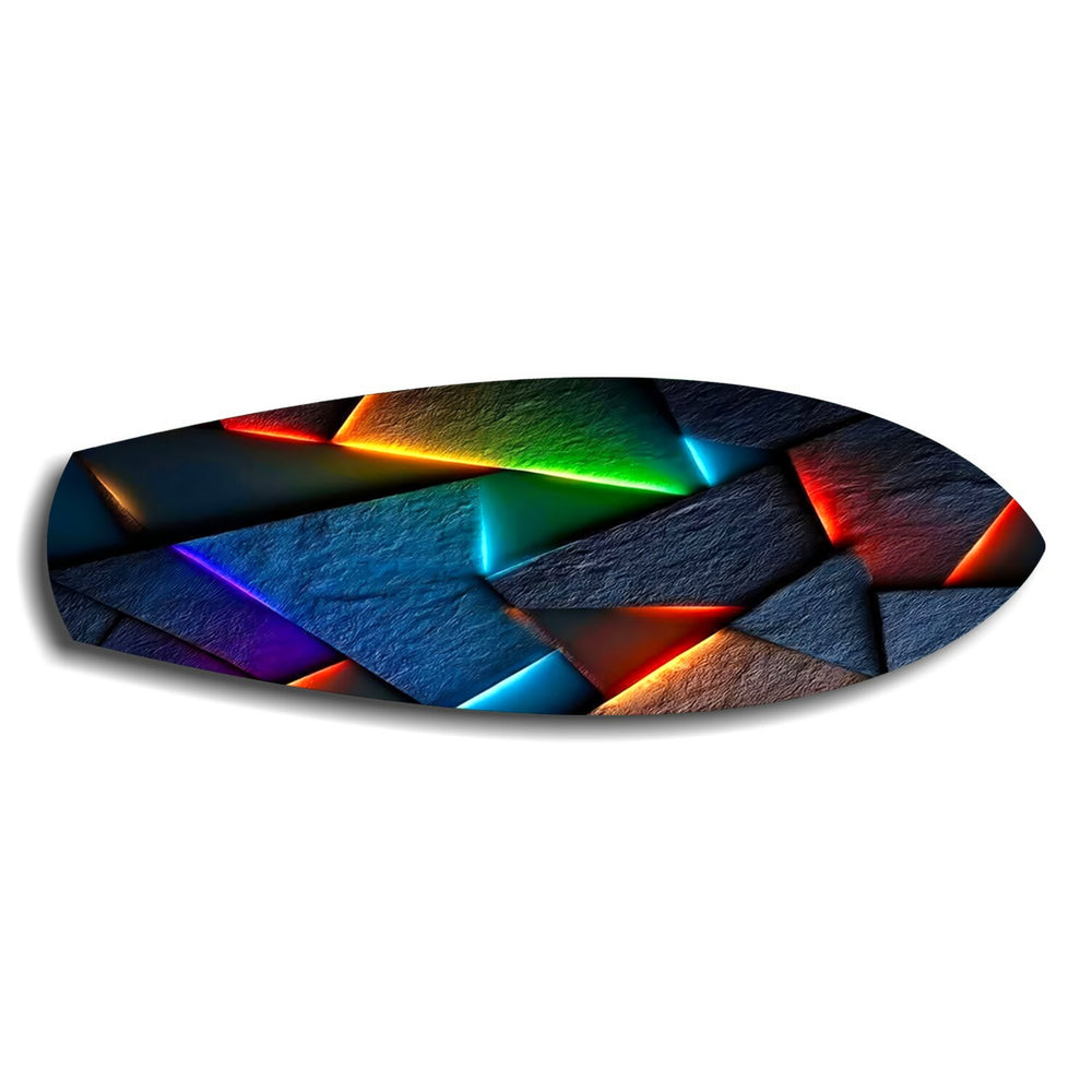 Neon Geometric Stone Abstract Glass Wall Art.