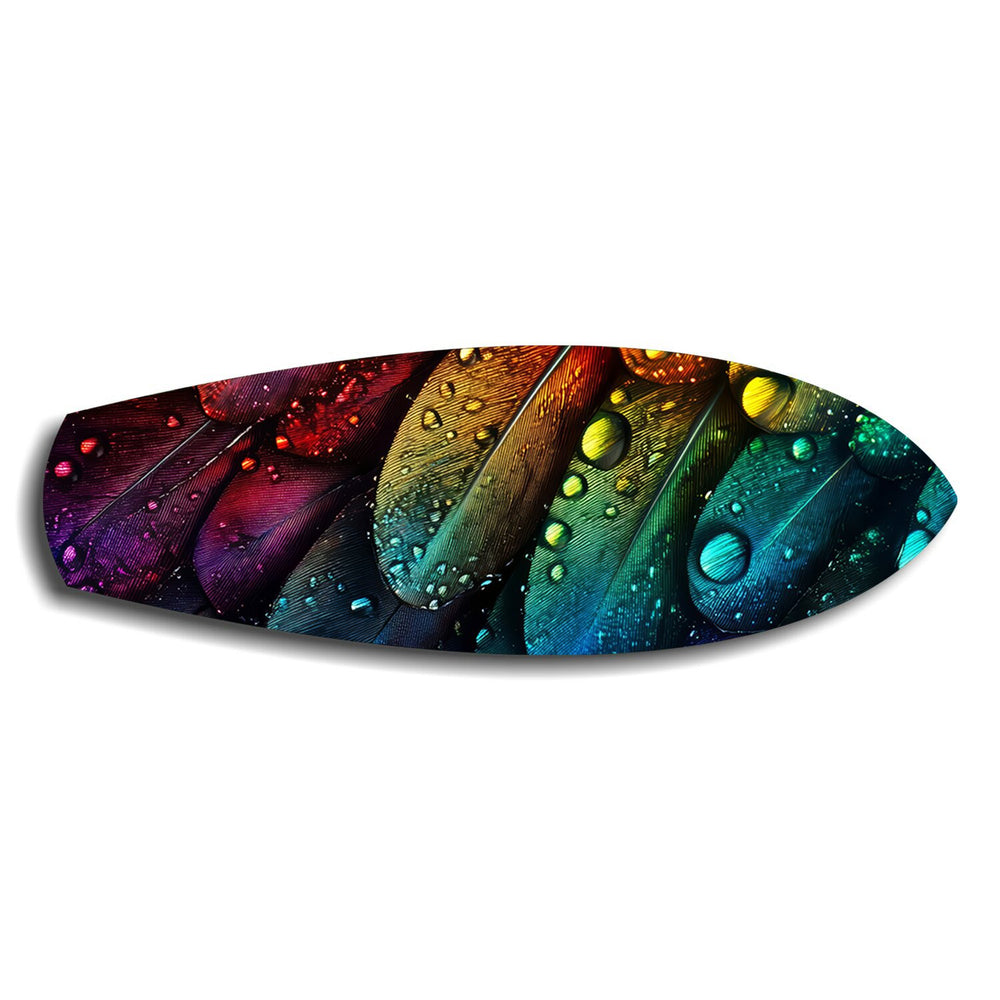 Rainbow Feather Macro Glass Wall Art.