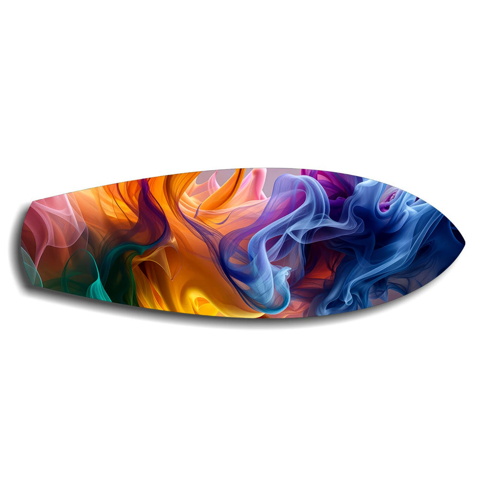 Multicolor Smoke Swirl Abstract Glass Wall Art.