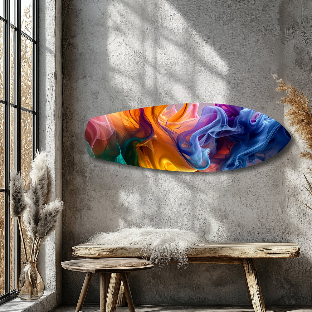 Multicolor Smoke Swirl Abstract Glass Wall Art.