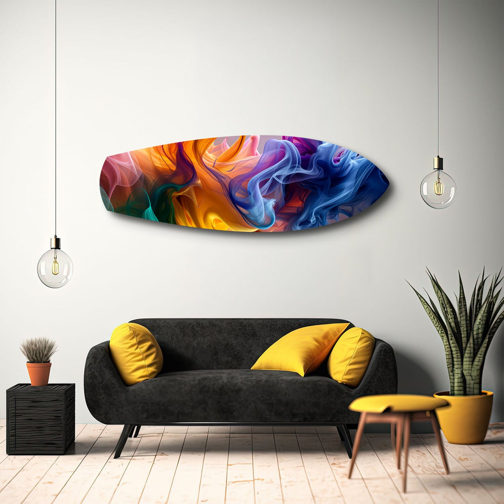 Multicolor Smoke Swirl Abstract Glass Wall Art.