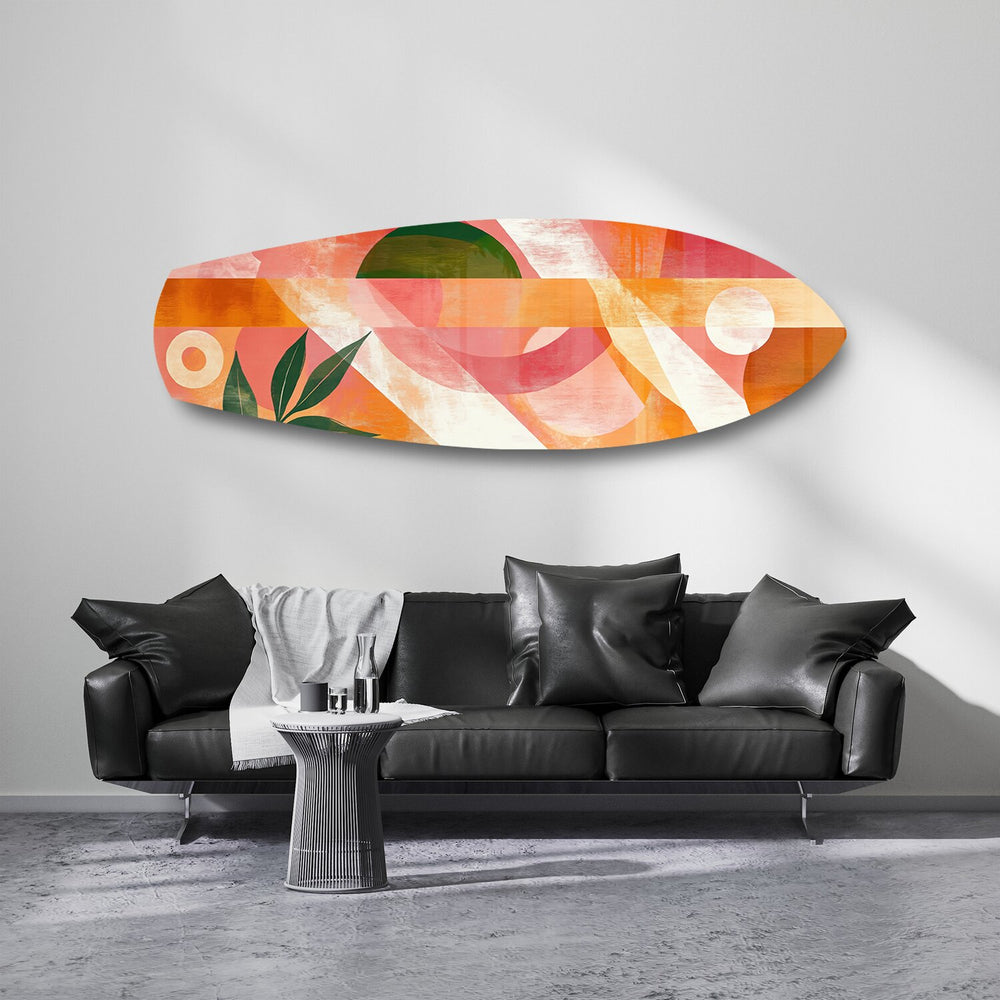 Boho Geometric Botanical Glass Wall Art.