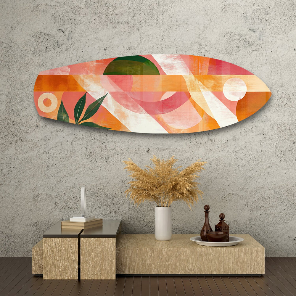 Boho Geometric Botanical Glass Wall Art.