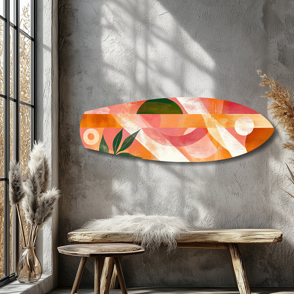 Boho Geometric Botanical Glass Wall Art.