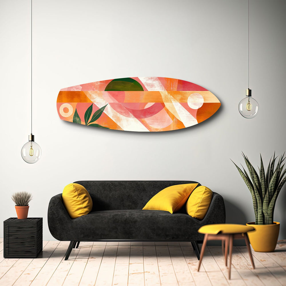 Boho Geometric Botanical Glass Wall Art.