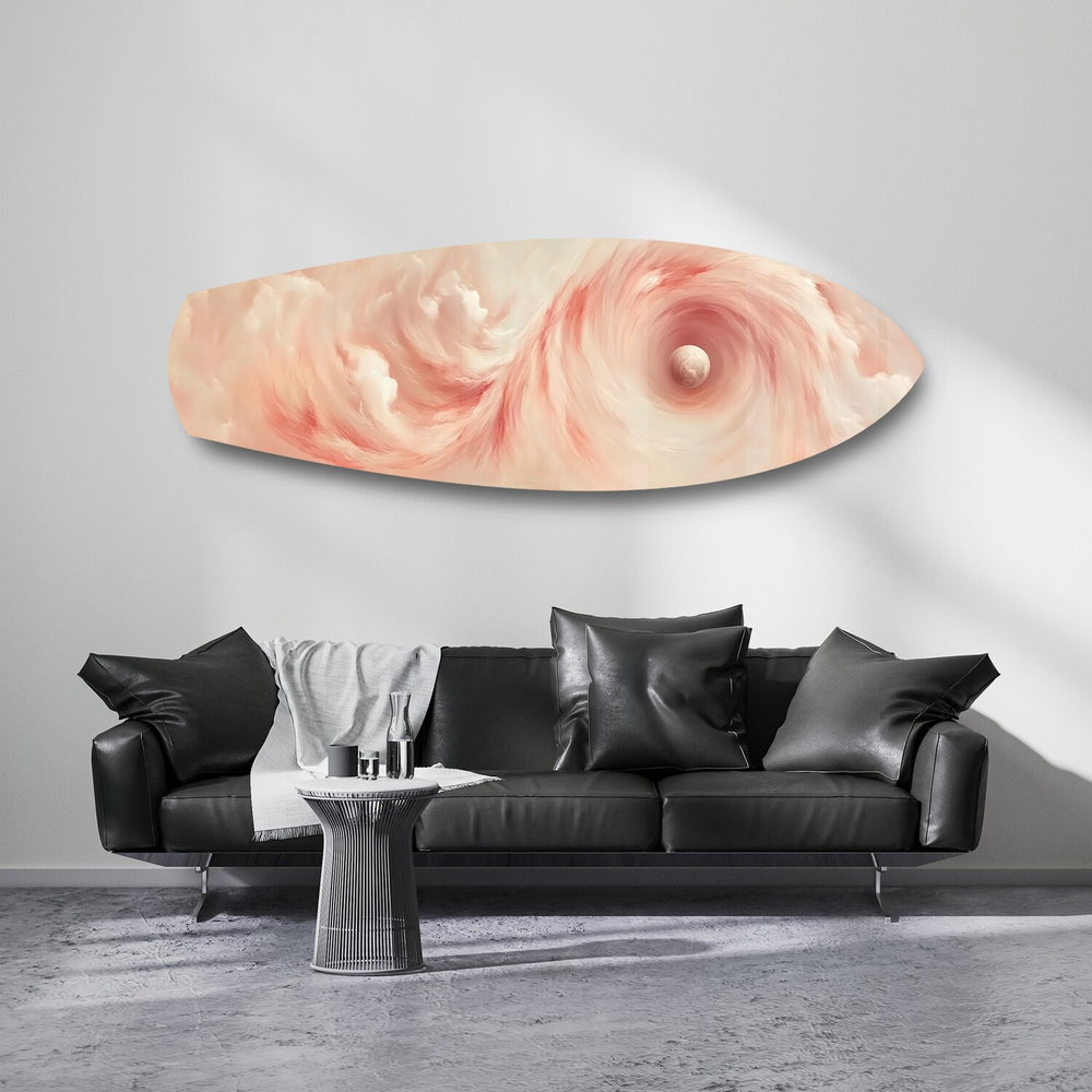 Abstract Pink Cloud Swirl Glass Wall Art.