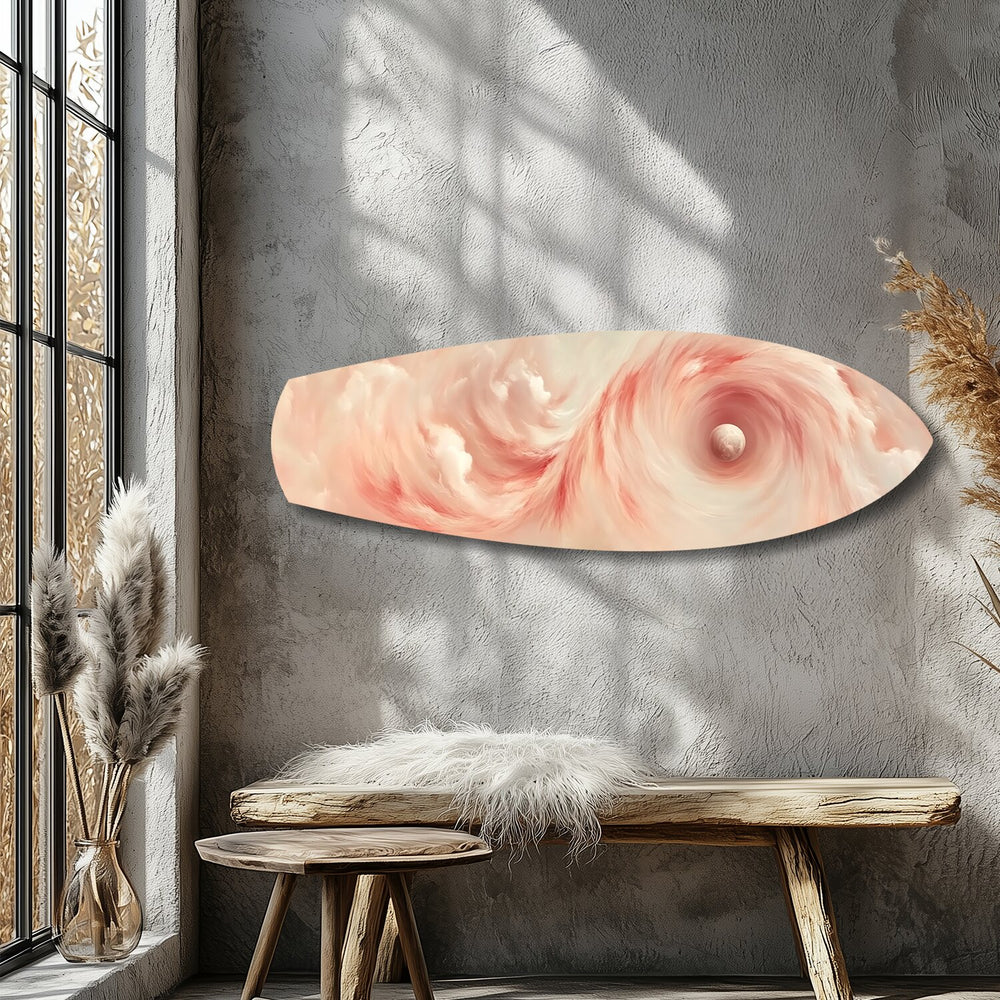 Abstract Pink Cloud Swirl Glass Wall Art.