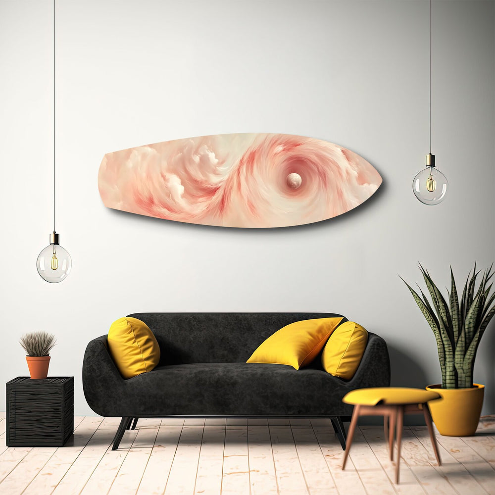 Abstract Pink Cloud Swirl Glass Wall Art.